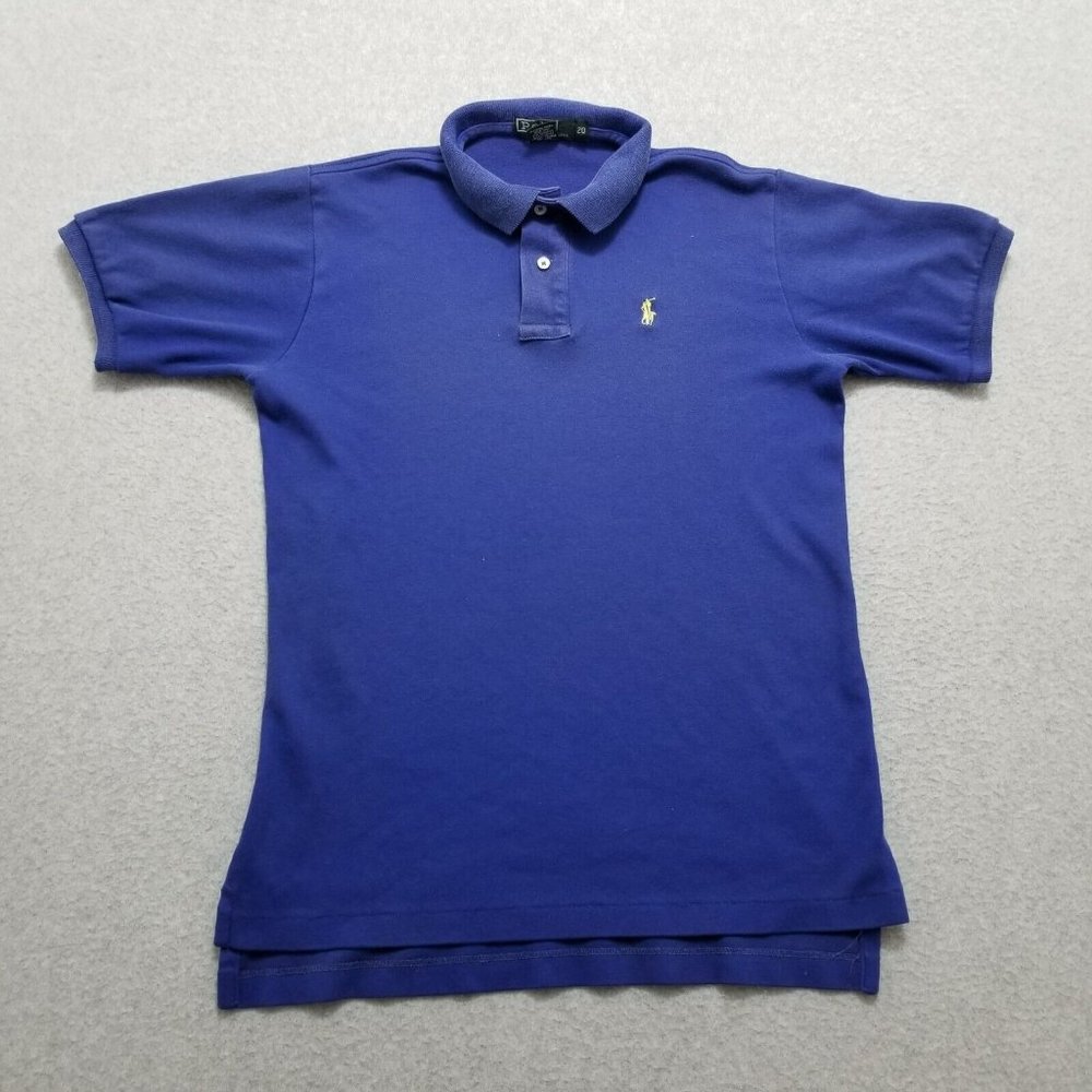 Ralph Lauren‎ Polo Shirt Womens 20 Blue Embroidered Logo Short Sleeve VINTAGE